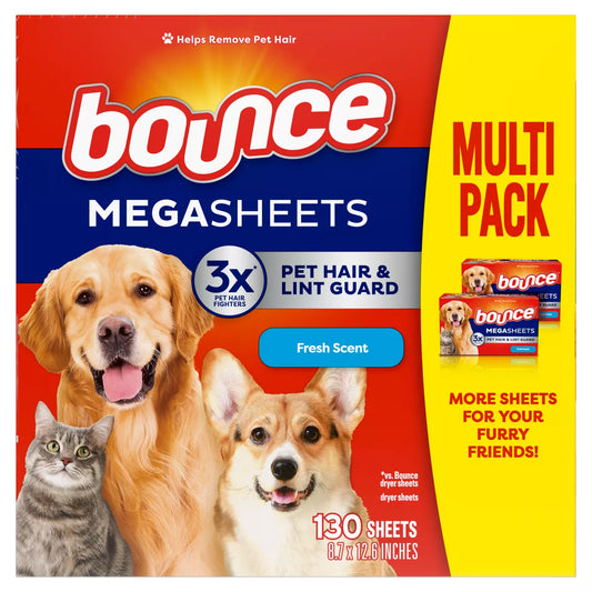 Bounce Fresh Scent Pet Hair and Lint Guard Mega Fabric Softener Dryer Sheets