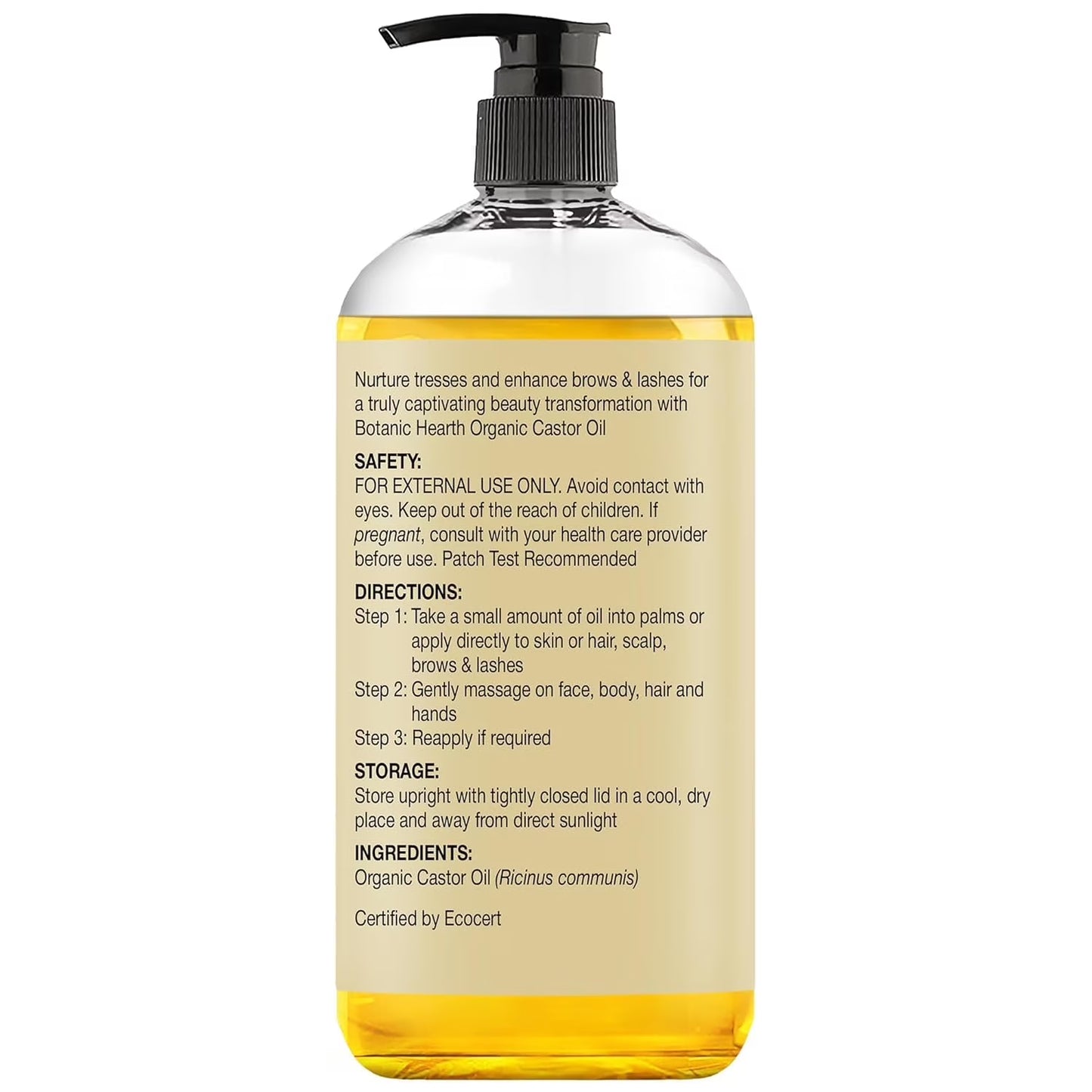 Castor Oil (6.7 Fl Oz) | USDA Certified Organic | 100% Pure & Hexane Free | Cold Pressed | Promotes Growth for Eyelashes, Eyebrows & Hair