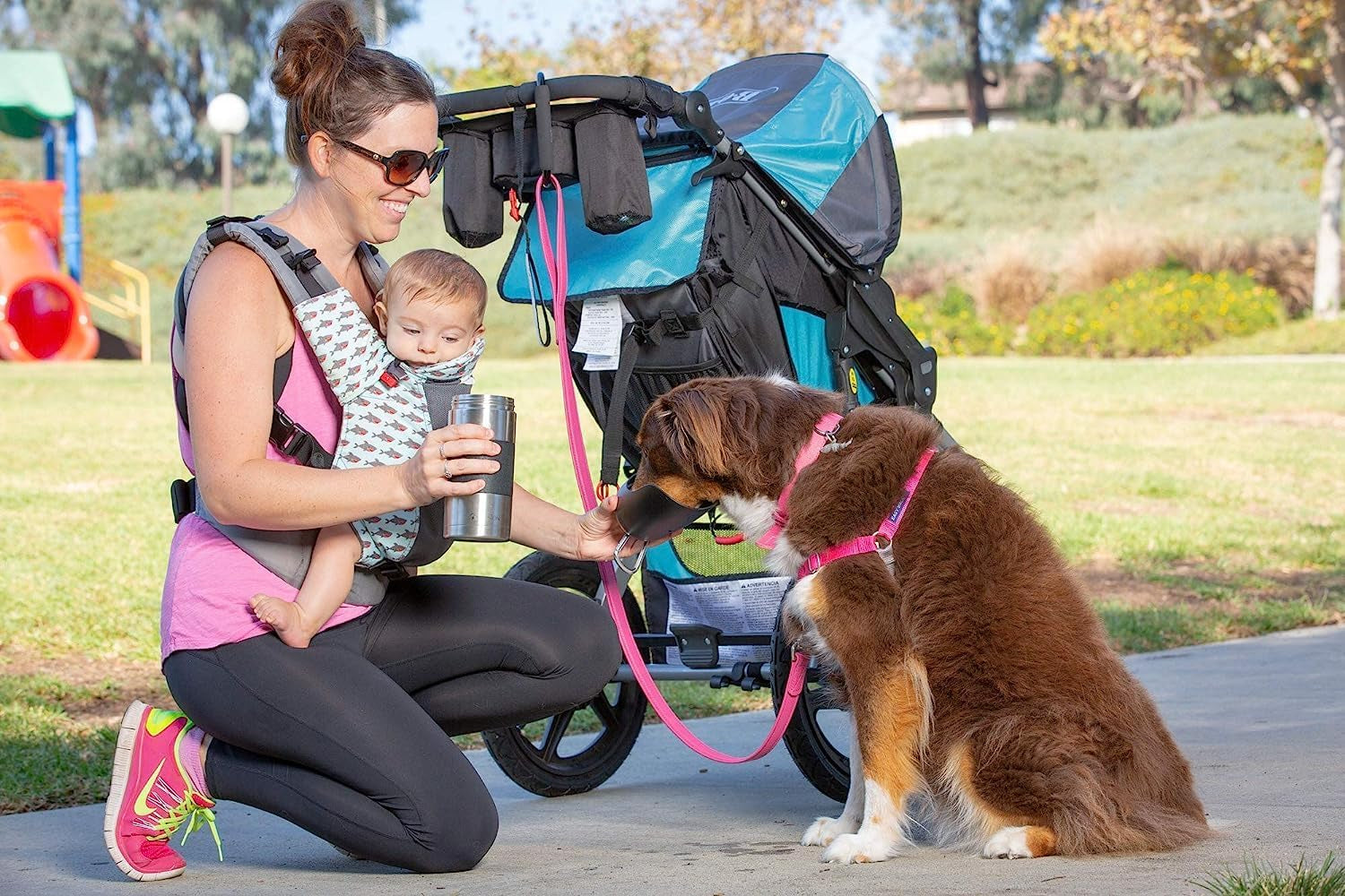 Portable Dog Water Bottle & Dispenser (New-Large 22Oz Dispenser) Insulated 2 Wall Stainless Steel- Optimal Cool Water Temp - Dog Travel Bottle